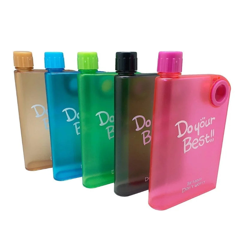 Orange Ultra Slim Notebook Style Water Bottle 380ml | Portable Memo Bottle for Travel, School & Office