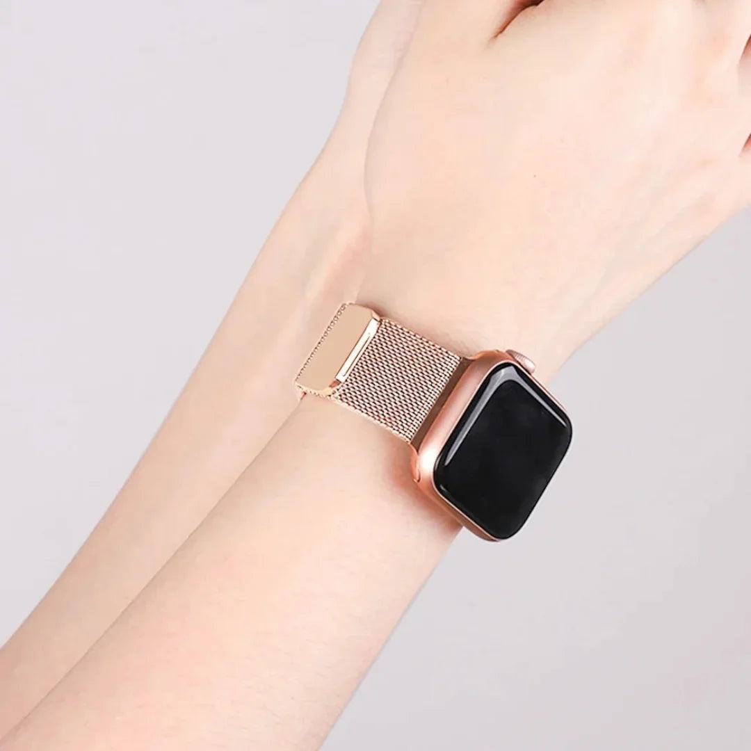 Rose Pink | Apple Watch Milanese Magnetic Loop Strap | Stainless Steel Band  | 42mm / 44mm / 45mm