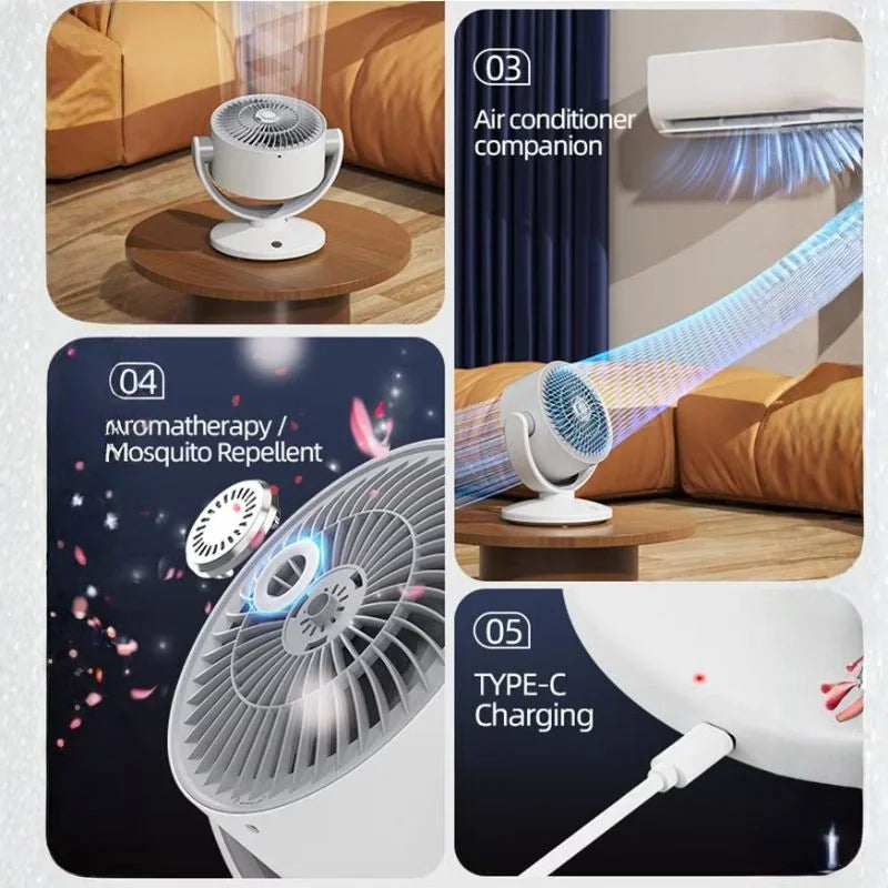 Rechargeable Mini Table Fan FT-905 | LED Display 3 Speed