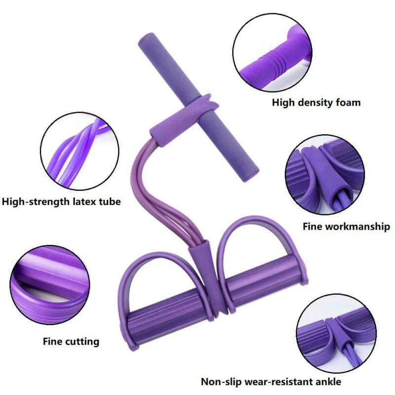 Tummy Trimmer | Foot Pedal Resistance Band | Elastic Sit-Up Pull Rope | Fitness & Yoga Trainer | Random Colors